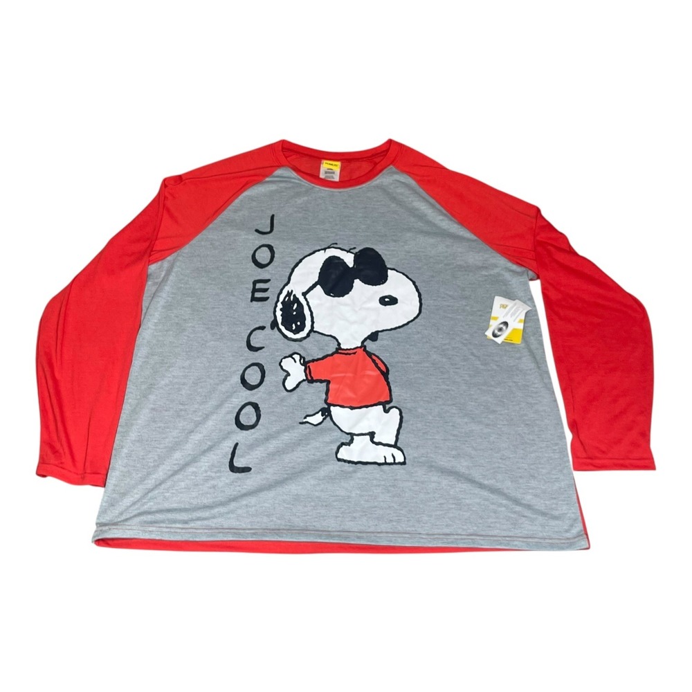 NEW Peanuts Joe Cool Snoopy Mens XXXL Red Gray Raglan Long Sleeve Sleep‎ Pajama